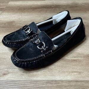 Donald J Pliner Women's Black Calf Hair Driving Moccasin Style Viky Loafers sz 7